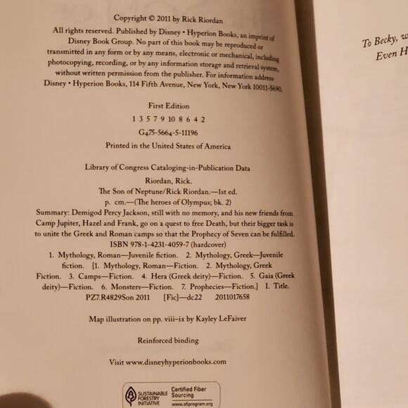 The Son of Neptune First Edition 2011 Rick Riordan Hardcover Disney Book 2 New - Picture 2 of 5